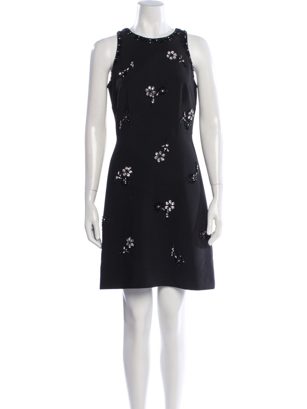 Kate Spade New York Scattered Brooch Rhinestone Beaded Formal Crepe Dress - Picture 2 of 13